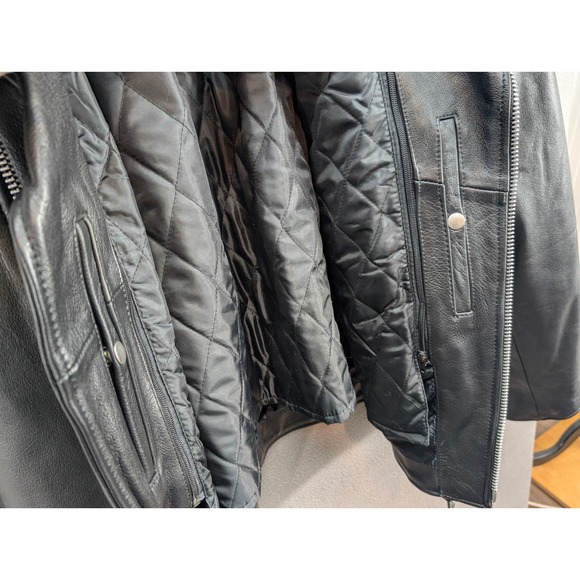 Vintage Allstate Leather Black Biker Motorcycle Jacket Men's 52 Liner Zip Heavy - Picture 5 of 13